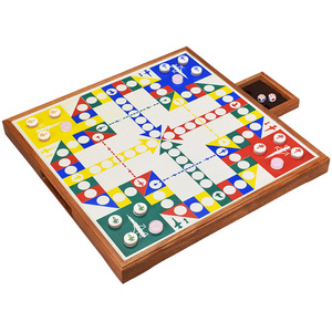 Jeu de Ludo <span class=keywords><strong>en</strong></span> Bois Durable Grande Taille avec Plateau d'Échecs Avion et Dés pour Réunions Familiales et Cadeaux - Product Image 2