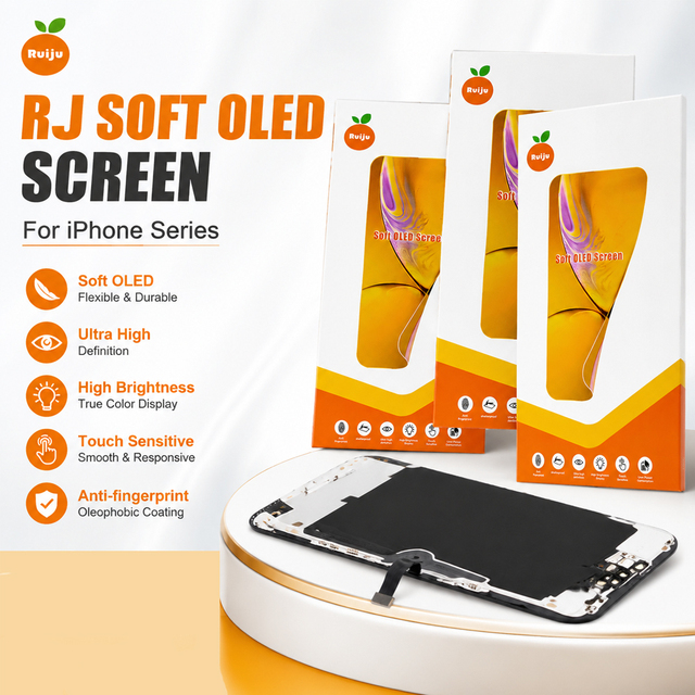 RJ Soft OLED Screen Display with Transferable IC Replacement for iPhone 13Pro 14 15ProMax 15 16 17 Pro Max Plus Repair Parts