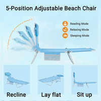 Lot de 2 chaises longues pliables et portables pour le bronzage, avec trou pour le visage, réglables, pour le camping