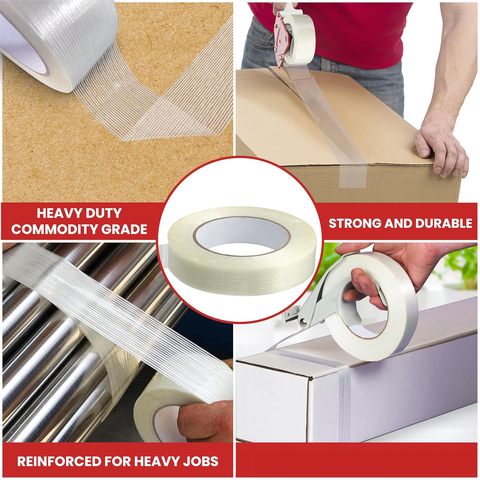 Hot Sale Fiberglass Reinforced Super Resistant Heavy Duty Commodity Grade Filament Strapping Tape for Packing
