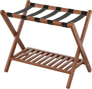 Soporte Plegable para Maletas de Bambú con Estante de Almacenamiento para Habitación de Huéspedes, Artículos Esenciales para Hoteles - Product Image 1