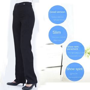 <span class=keywords><strong>Youbu</strong></span> hôtel pantalon de travail pour femmes noir épaissi respirant Polyester/coton droit vêtements d'affaires pleine longueur taille moyenne bouton - Product Image 4