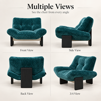 Fauteuil de loisirs minimaliste italien moderne, base en bois de frêne massif, revêtement en coton, design architectural, fauteuil d'appoint rembourré pour salon