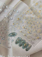 Autocollants Métalliques TSZS Luxe Or Lune Étoile Décorations Ongles Célestes Soleil Étoile Lune Auto-adhésifs pour Salon Vente en Gros