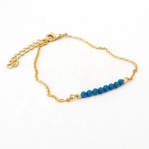 ปรับLapis Lazuliอัญมณีสร้อยข้อมือเครื่องประดับทองชุบสีฟ้าสร้อยข้อมือลูกปัดกุ้งก้ามกรามClawชุดBohoแฟชั่นเครื่องประดับของขวัญ - Product Image 4