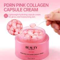 Crème Visage Coréenne OEM ODM Hydratante, Éclaircissante, Anti-Âge au Collagène Rose et PDRN en Capsules