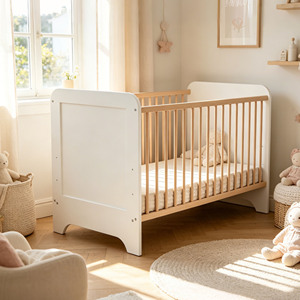 Cuna convertible 5 en 1 con cambiador y cajón, juego de muebles de madera maciza para habitación de bebé, mesa de lujo para pañales - Product Image 2