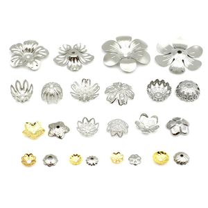 Capuchons de perles en acier inoxydable, or et argent, pour la création de bijoux DIY, 10mm, 8mm, 6mm - Product Image 1