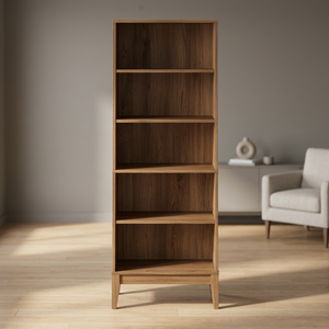 Luxury Organic Curved Teak Wood Bookshelf with <b>Modern</b> Artistic Storage Design for Elegant Home Interior - Product Image 1