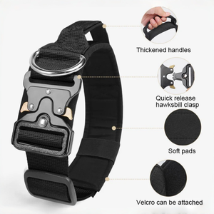 Collar Táctico de Nailon Resistente para Perros con Asa y Hebilla Ajustable, Collar de Entrenamiento para Exteriores para Perros Pequeños, Diseño Sólido - Product Image 1