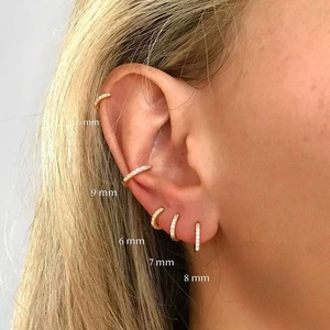 Cổ điển bản lề Clicker Bông tai với công chúa cắt kim cương Claw thiết piercing Tai sụn cho đám cưới đính hôn hoặc quà tặng - Product Image 6