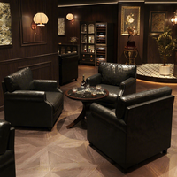 Ensemble de canapé et table de bar vintage en bois massif rétro, usage commercial, meubles de bar à whisky et cigares