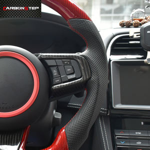 Volante personalizado de fibra de carbono para coche, volante rojo de fondo plano para <span class=keywords><strong>Jaguar</strong></span>, 2022 - Product Image 4