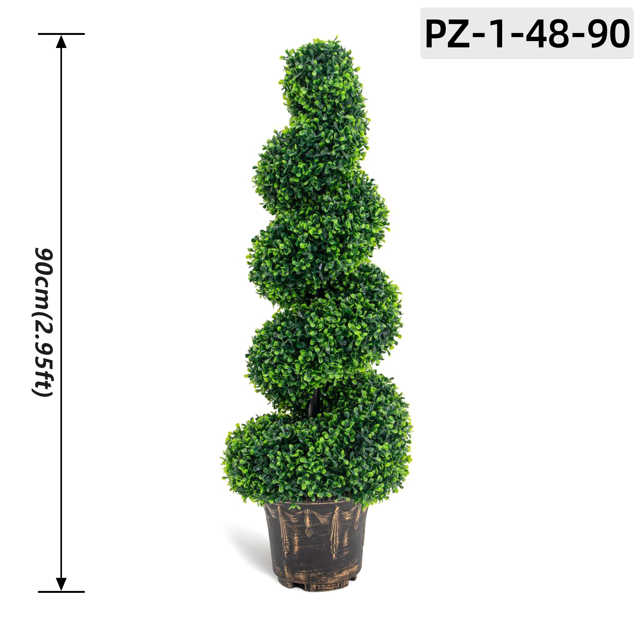 Green Multi-Ball Artificial Boxwood Topiary Tree (90cm/2.95ft)