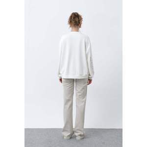 Sudadera de punto extragrande para mujer, 320g, negra, transpirable, con diseño bordado de malla - Product Image 1