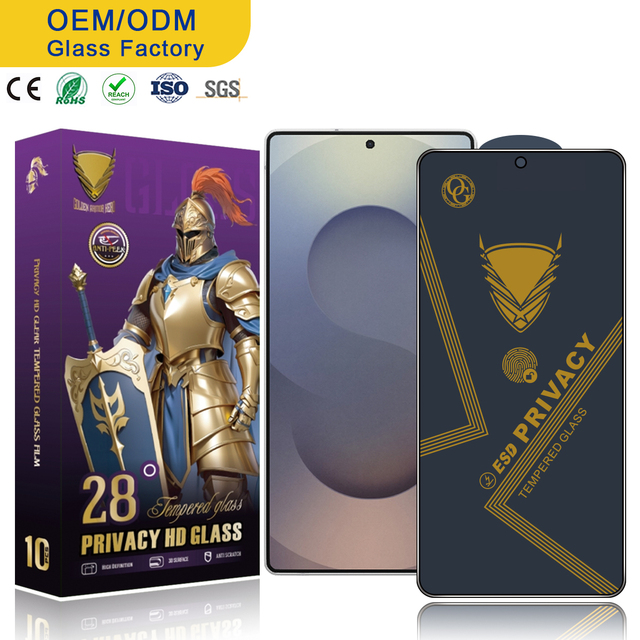 Factory Wholesale OG 28° Anti Spy Privacy Fingerprint Unlock Tempered Glass Screen Protector for Samsung S24 S25 Ultra S26Plus+