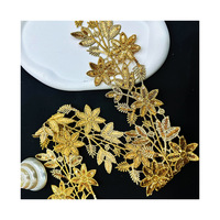 En gros, Bordure en dentelle à paillettes dorées, broderie scintillante et applique florale pour la confection de vêtements, robes de mariée, robes de soirée et artisanat