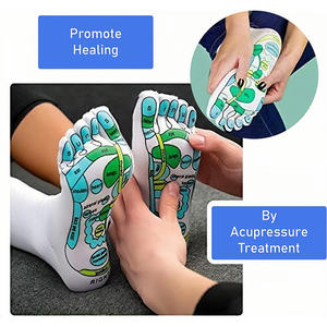 Chaussettes de réflexologie d'acupression Chaussettes de massage des pieds unisexes Tableaux d'acupression de réflexologie en coton en anglais tige espagnole incluse - Product Image 5