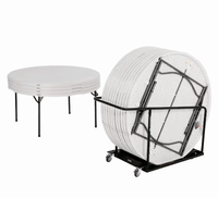 Table ronde pliante en plastique robuste pour 10 personnes, 5 pieds (60 pouces), idéale pour les événements, les dîners et les restaurants