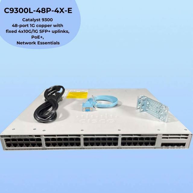 Cisco C9300L-48P-4X-E 48 Port Gigabit Ethernet Switch PoE+ 4 X 10G SFP+ Uplinks Managed Stackable Switch Cisco C9300L-48P-4X-E