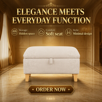 Banc ottoman de luxe au design moderne en tissu capitonné avec couvercle à charnières pour salon, salle de bain, bureau à domicile, hôtel, tabouret de rangement décoratif