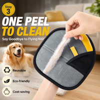 Gant de toilettage pour animaux à adsorption statique, lavable et réutilisable, pour enlever les poils de chat et de chien, nettoyeur de fourrure multi-usage pour meubles et animaux
