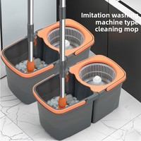 Serpillère rotative manuelle à double action avec seau amovible et panier en acier inoxydable pour un nettoyage domestique complet et sans effort