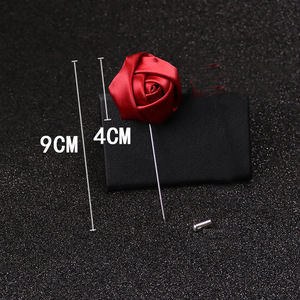 Broches de tela de seda coreanos coloridos para hombre, broche de solapa de flor para trajes de hombre, broche de rosa - Product Image 5