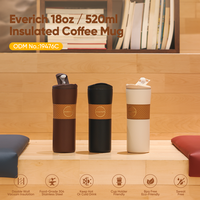Everich ODM Nouvelle tasse à café de 520 ml avec couvercle rabattable, double paroi isolée sous vide, en acier inoxydable 18/8, sans BPA, anti-fuite pour un usage quotidien