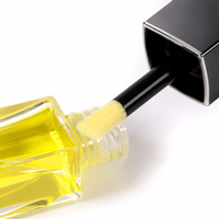 Flacon de brillant à lèvres en verre carré de 10 ml à fond épais, transparent givré, avec bouchon applicateur, emballage cosmétique personnalisé avec logo