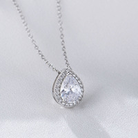Collier minimaliste en argent 925 avec pendentif goutte d'eau en zircon cubique fin pour femmes