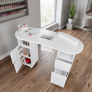 Table de salon de manucure multifonctionnelle avec tiroirs et aspirateur intégré, poste de travail pour manucure - Product Image 1