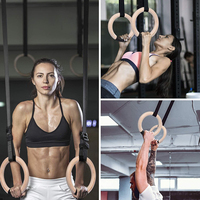 Anneaux de fitness réglables en bois avec sangle en nylon, entraîneurs de suspension portables pour gymnastique, application universelle, entraînement en salle de sport, fabriqué en Chine