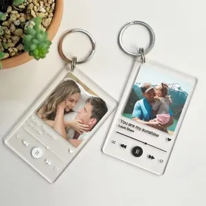 Buena calidad acrílico <span class=keywords><strong>Spotify</strong></span> placa personalizada foto canción Día de San Valentín música acrílico personalizado llaveros - Product Image 2