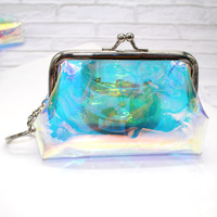 Logo Kustom PVC Kantong Koin Dompet Wanita Kunci Tas Kosmetik Gesper Clutch Dompet Koin Gesper Snap Penutupan Tas Lipstik