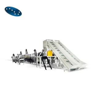 Professional manufacture waste used scrap plastic PET bottle flakes crushing washing drying recycling line machinery