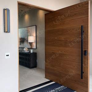 Porte en bois moderne à battants, porte extérieure en bois, design postmoderne pour maisons et villas, portes d'<span class=keywords><strong>entrée</strong></span> en bois - Product Image 3
