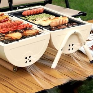 เตาบาร์บีคิวพับได้แบบพกพา สเตนเลสสตีล ไม่ติดกระทะ ปิ้งย่างไร้ควัน สำหรับทำอาหารนอกบ้าน - Product Image 4