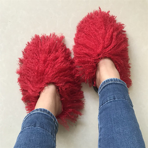 Mode fourrure pantoufle femmes chaussures mongole <span class=keywords><strong>peau</strong></span> de <span class=keywords><strong>mouton</strong></span> diapositives fourrure peluche maison sandales hiver diapositives pantoufle en gros - Product Image 1