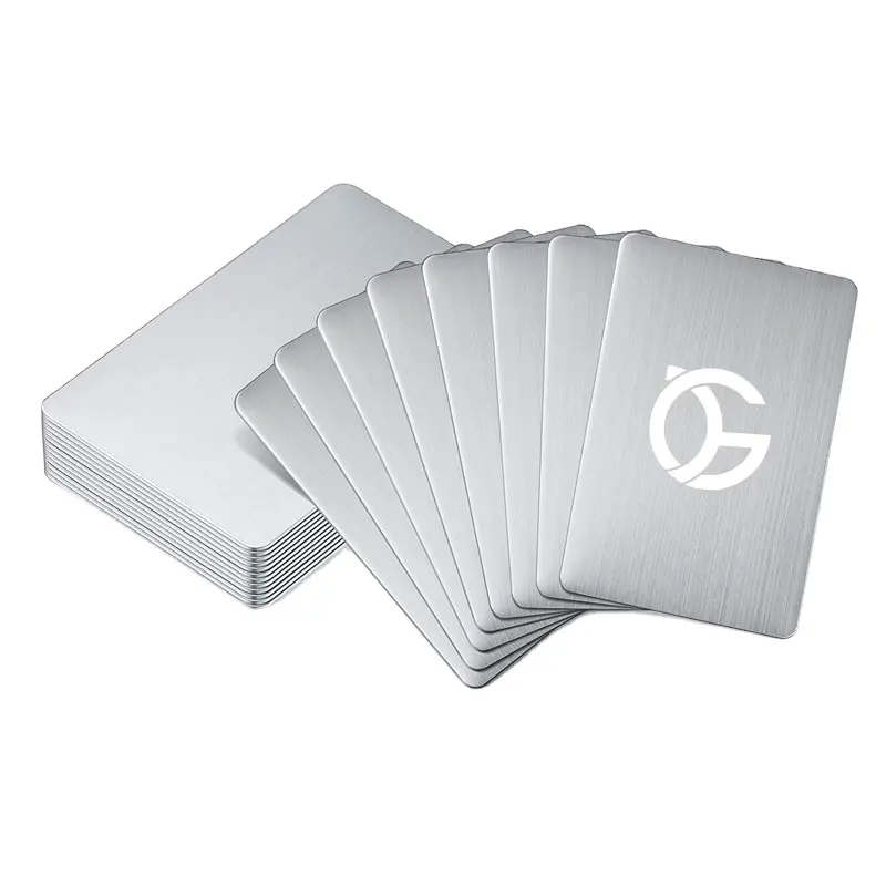 Kartu Bisnis cetak kartu bisnis Matte hitam anodisasi aluminium baja tahan karat membuat Logo halus tahan lama logam persegi kartu bisnis