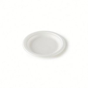 Assiette ronde blanche jetable en bagasse de canne à sucre, compostable, biodégradable, recyclée, portable et durable - Product Image 1