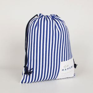Sac à cordon personnalisé imprimé à rayures, mini sac portable en toile de coton naturel, sacs cadeaux anti-poussière - Product Image 1