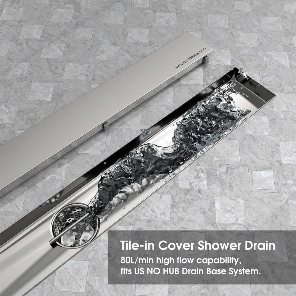 Stainless steel invisible shower drain shower channel linear bathroom floor drain