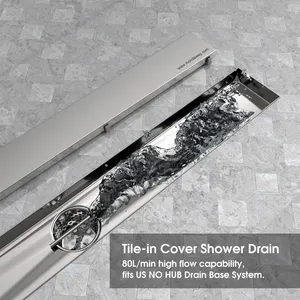 Stainless Steel Invisible Shower Drain Shower Channel Linear Bathroom Floor Drain