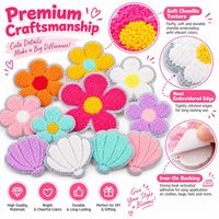 Patch brodé en chenille en gros, motif floral, coquillage, style Coquette, thermocollant ou à coudre