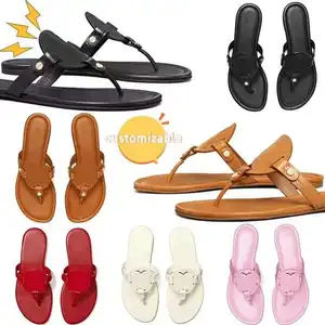 Women's Fashion Flat Platform Sandals Designer Slides Slip-On Canvas Upper with Embroidery Dust Bags Included