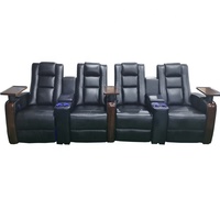 Luxus Top Grain Rindsleder Radio raum VIP Kino Stuhl Napa Leder Power Liege 3 Sitze mit Tablett für Heimkino