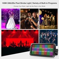 Projecteur stroboscopique LED RGBW PKnight 150W pour concerts, matériau ABS, 48 zones, plus de 200 effets, contrôle à distance/DMX, IP65, garantie 1 an