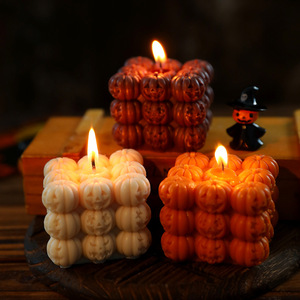 Halloween Pumpkin <b>Cube</b> Scented Candle Handmade Skull Pumpkin Shape Candle Holiday Home Party <b>Table</b> Decor Ornament - Product Image 1