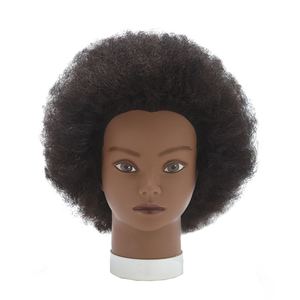 Maniquí de Cosmetología Económico Cabeza de Muñeca para Práctica de Peluquería Afro con Cabello 100% Humano Afroamericano para Trenzar - Product Image 1